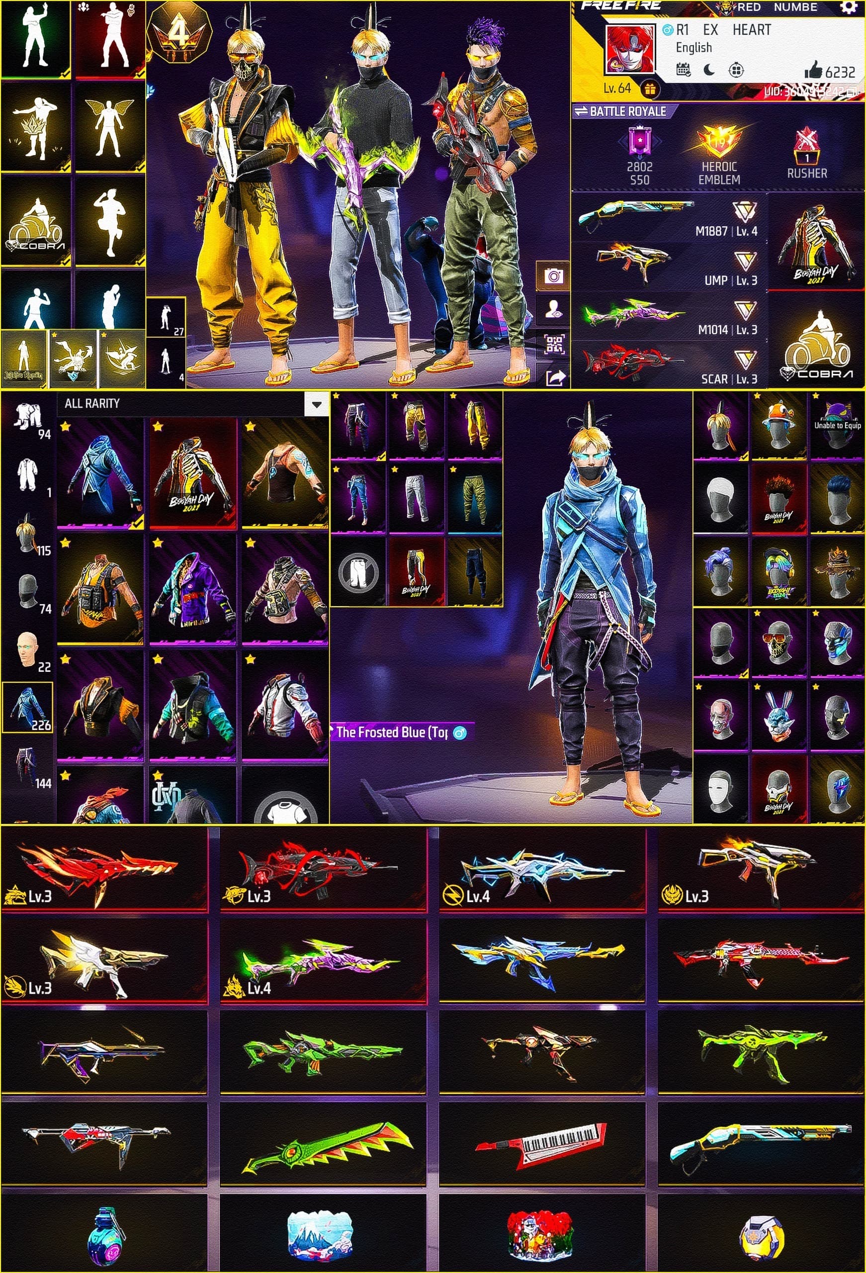Prime 4 / Level 64 / 6 Evo Gun / Booyah Bundle / Black Jersey / Red Poker / See More.... - image 1