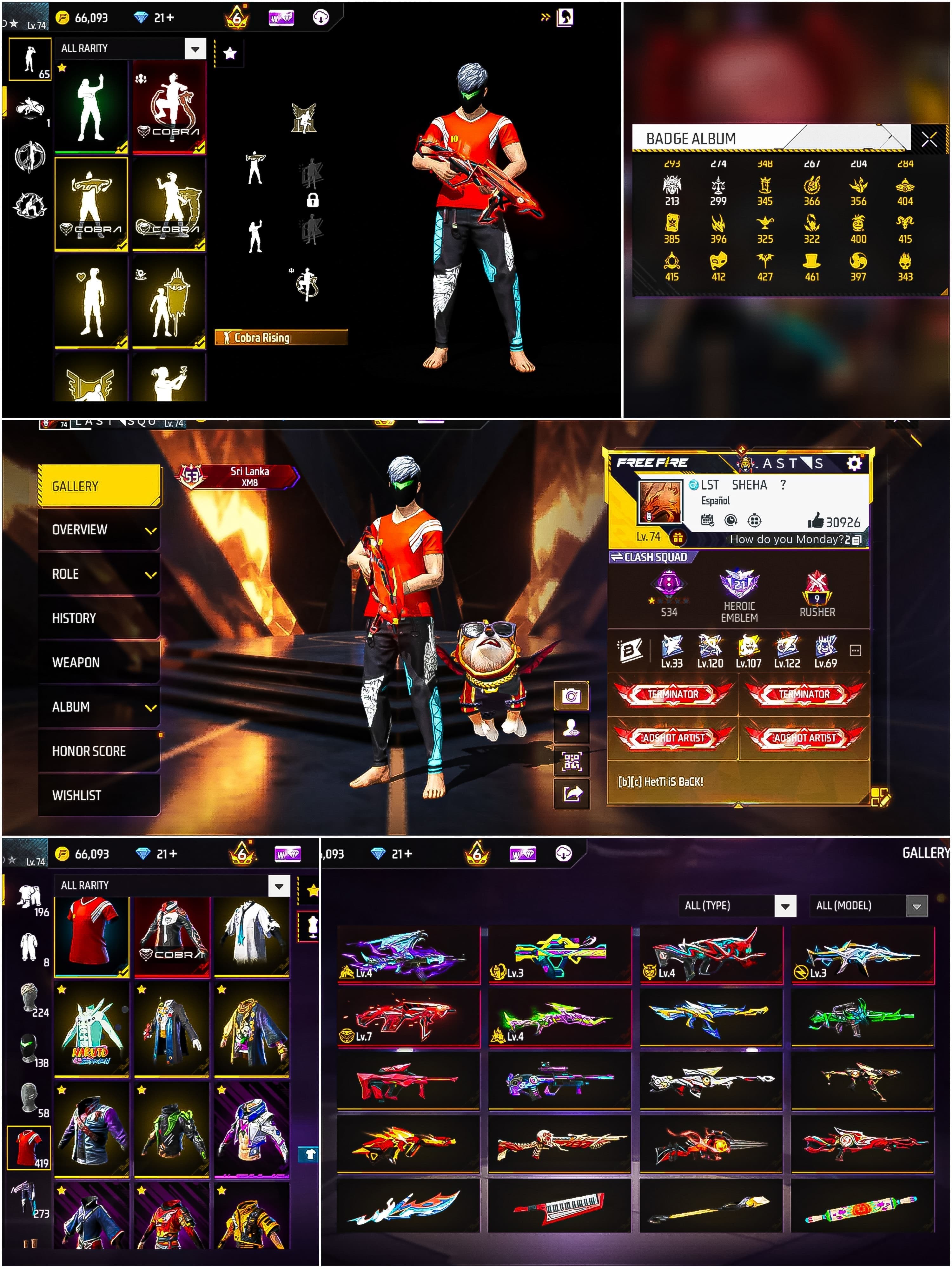 Prime 6 / Level 74 / Mp40 Evo Gun Max / Cobra Bundle / Blue Yt Pant / Good Collection / See More.... - image 1