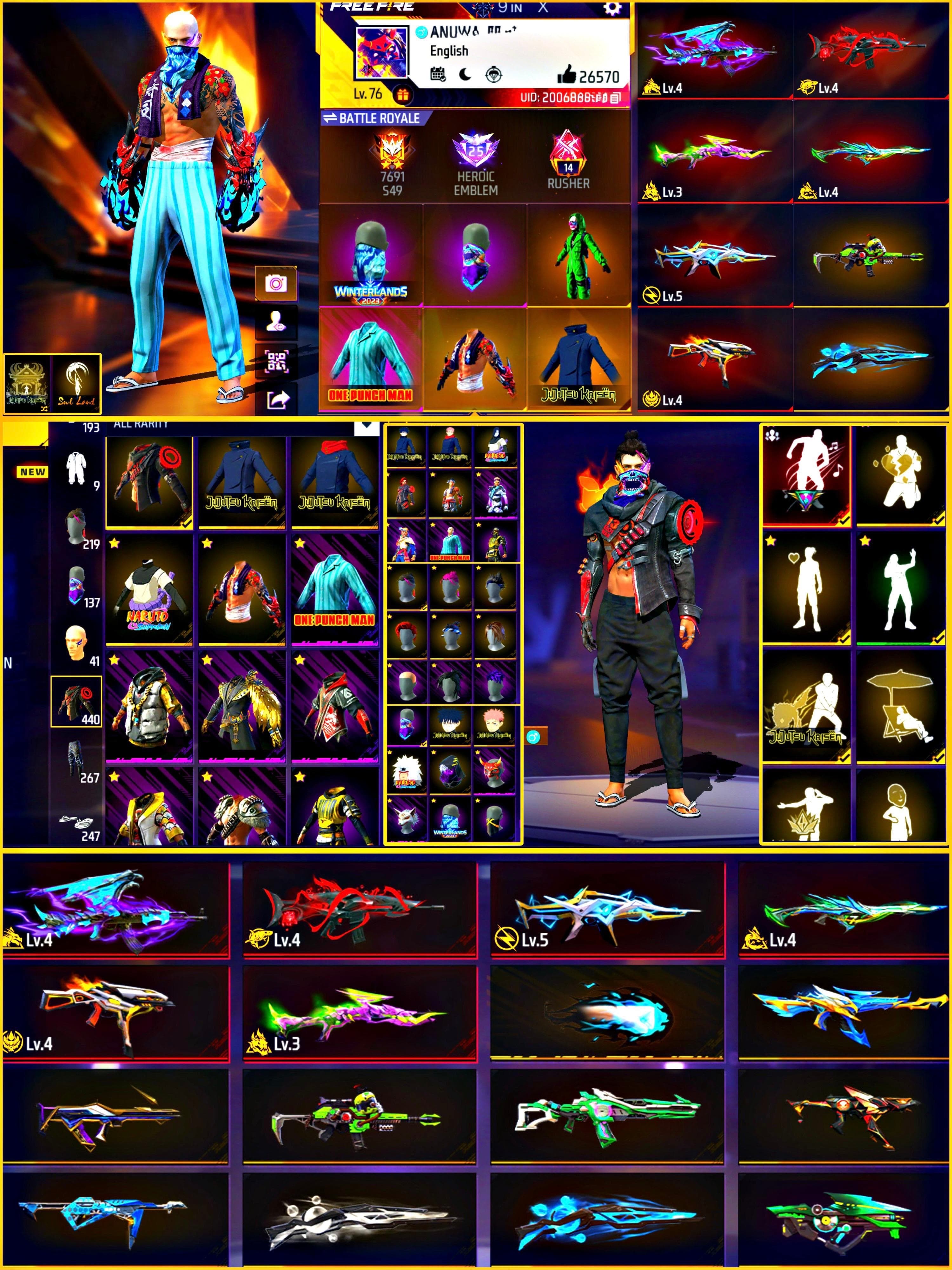 Prime 5 / Level 76 / 6 Evo Gun / Green Criminal / One Punch Man Bundle / Good Collection / See More.... - image 1