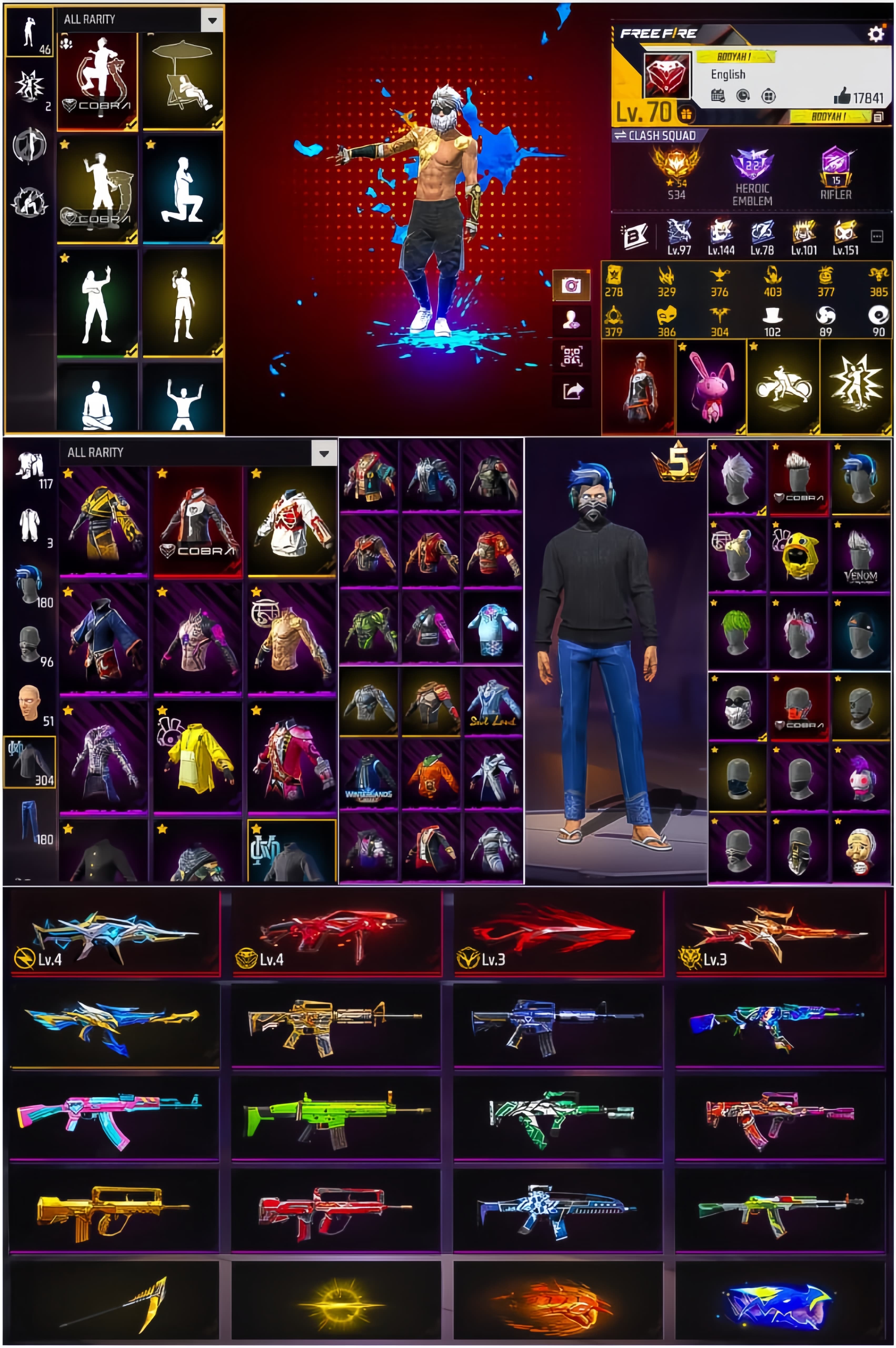 Prime 5 / Level 70 / 4 Evo Gun / Cobra Bundle / Golden Shade / Black Jersey / See More.... - image 1