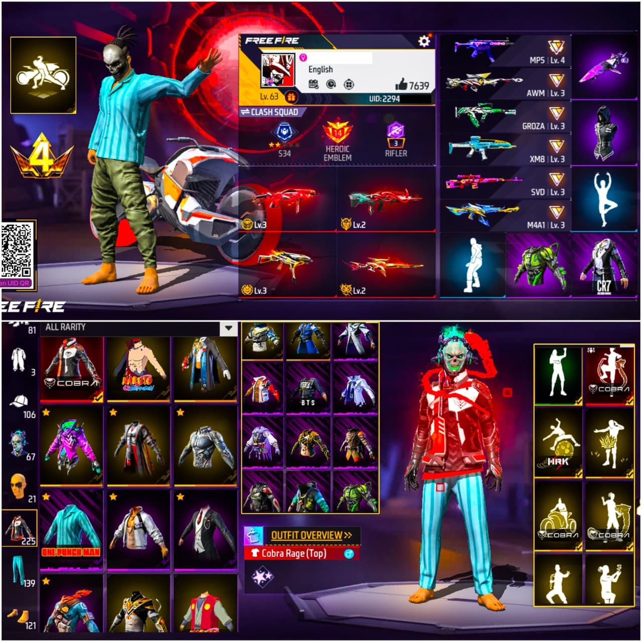 Prime 4 / Level 63 / 4 Evo Gun / Cobra Bundle / One Punch Man Bundle / Bunny Bundle / See More.... - image 1
